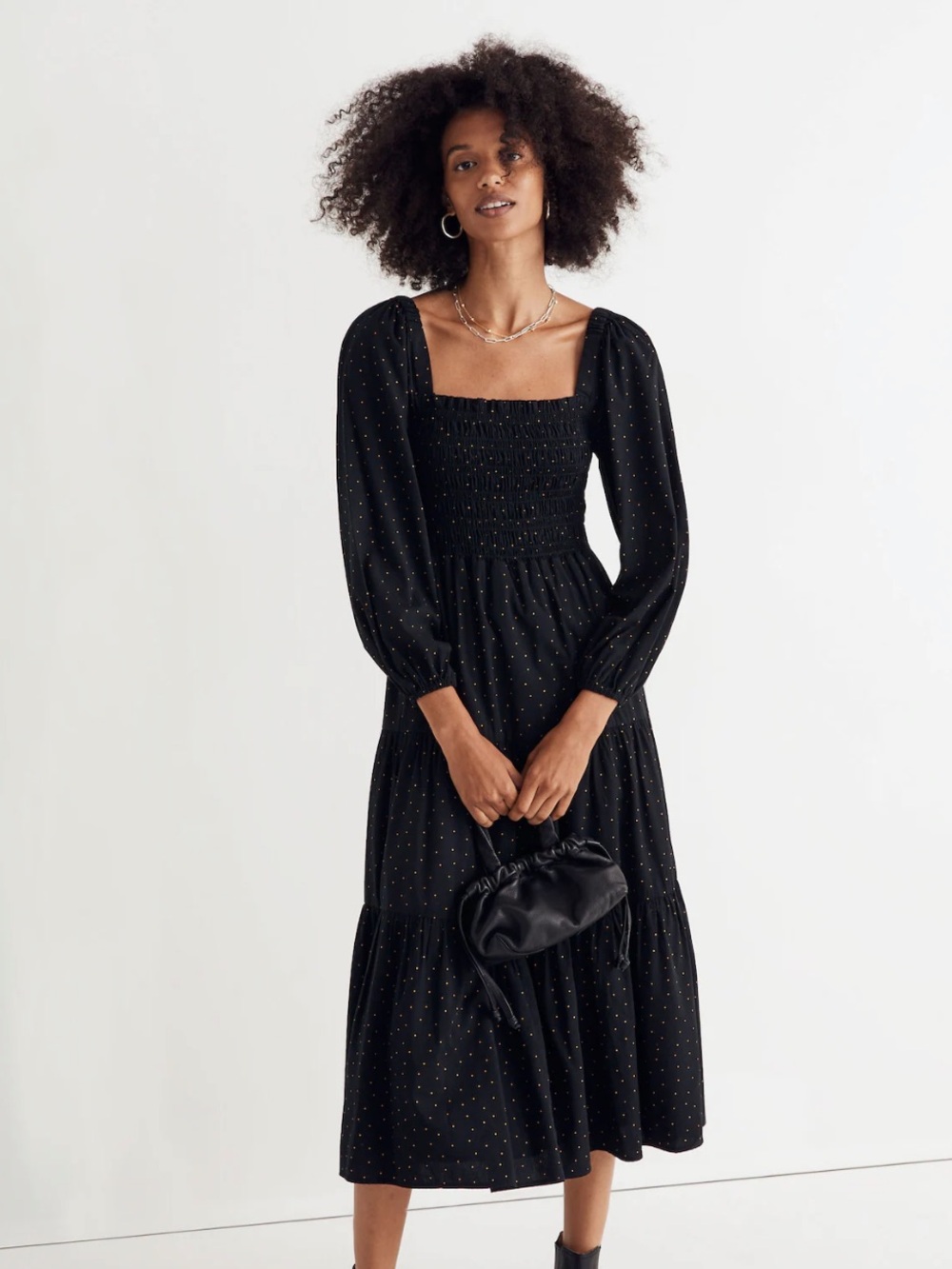 Madewell Lucie Tiered Midi Dress in Dot • NWT